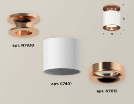 Комплект накладного светильника Ambrella light Techno Spot XS7401142 SWH/PPG белый песок/золото розовое полированное (N7930, C7401, N7015)