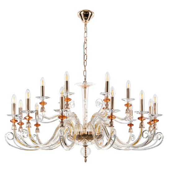 Подвесная люстра Crystal Lux Catarina SP12+6 V2 Gold/Transparent-Cognac