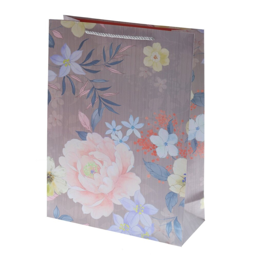 Пакет подарочный L (бумага 210г/м2, блок 12шт), L30 W12 H40 см, 4в.