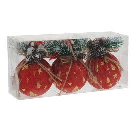 Набор из 3шт Украшение новогоднее &quot;Шар&quot;, D 7.5 см, L23,5 W8 H11,5 см