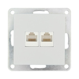 Розетка LK Studio компьютерная двойная 2хRJ-45 кат.5е с накладкой (серебристый металлик) LK80 846203-1