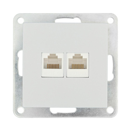Розетка LK Studio компьютерная двойная 2хRJ-45 кат.5е с накладкой (серебристый металлик) LK80 846203-1