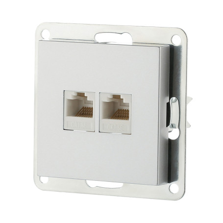 Розетка LK Studio компьютерная двойная 2хRJ-45 кат.5е с накладкой (серебристый металлик) LK80 846203-1