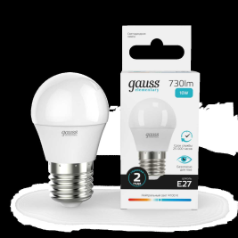 Лампа светодиодная Gauss E27 10W 4100K матовая 53220
