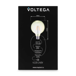 Лампа светодиодная филаментная Voltega 271 E27 8W 2700K янтарная 8509