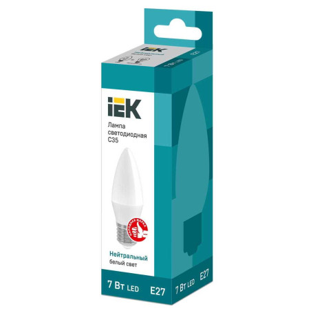 Лампа светодиодная IEK E27 7W 4000K матовая LLE-C35-7-230-40-E27