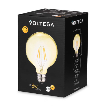 Лампа светодиодная филаментная Voltega 271 E27 8W 2700K янтарная 8511