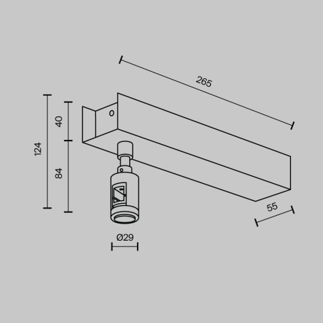 Основание потолочное Short для блока питания с вводом питания Maytoni Technical TRA156C-BB1-PT