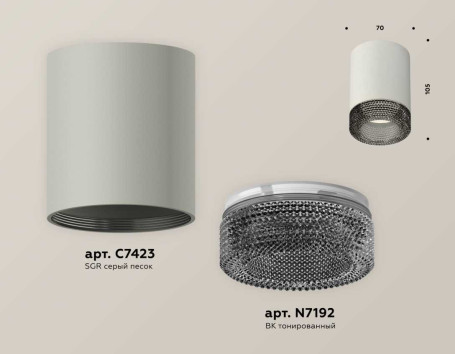 Комплект накладного светильника Ambrella light Techno Spot XS7423002 SGR/BK серый песок/тонированный (C7423, N7192)