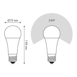 Лампа светодиодная Gauss E27 22W 3000К матовая 102502122