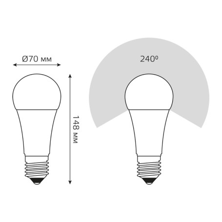 Лампа светодиодная Gauss E27 22W 3000К матовая 102502122