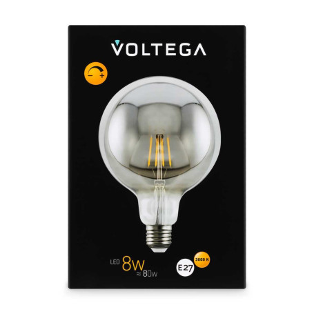 Лампа светодиодная филаментная Voltega 271 E27 8W 3000K дымчатая 8510