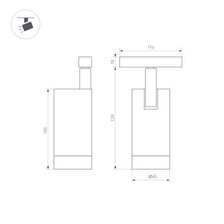 Трековый светодиодный светильник для магнитного шинопровода Arlight Mag-Orient-Spot-R45-12W Warm3000 035874