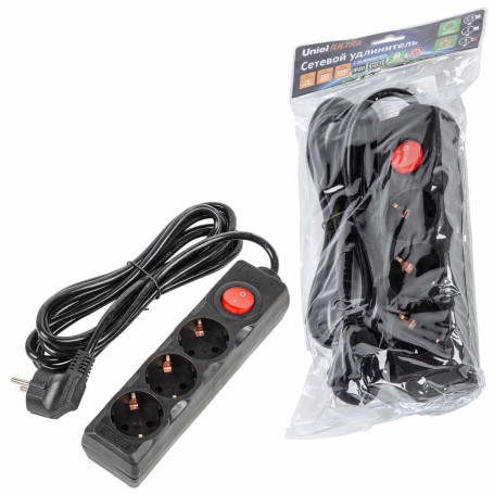 Удлинитель Uniel Ultra 3гн х 3м с/з S-GCU3-3B Black UL-00010017