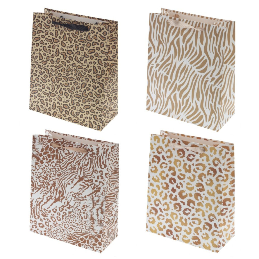 Пакет подарочный M (бумага 230г/м2, блок микс 12шт), L26 W10 H32 см, 4в.