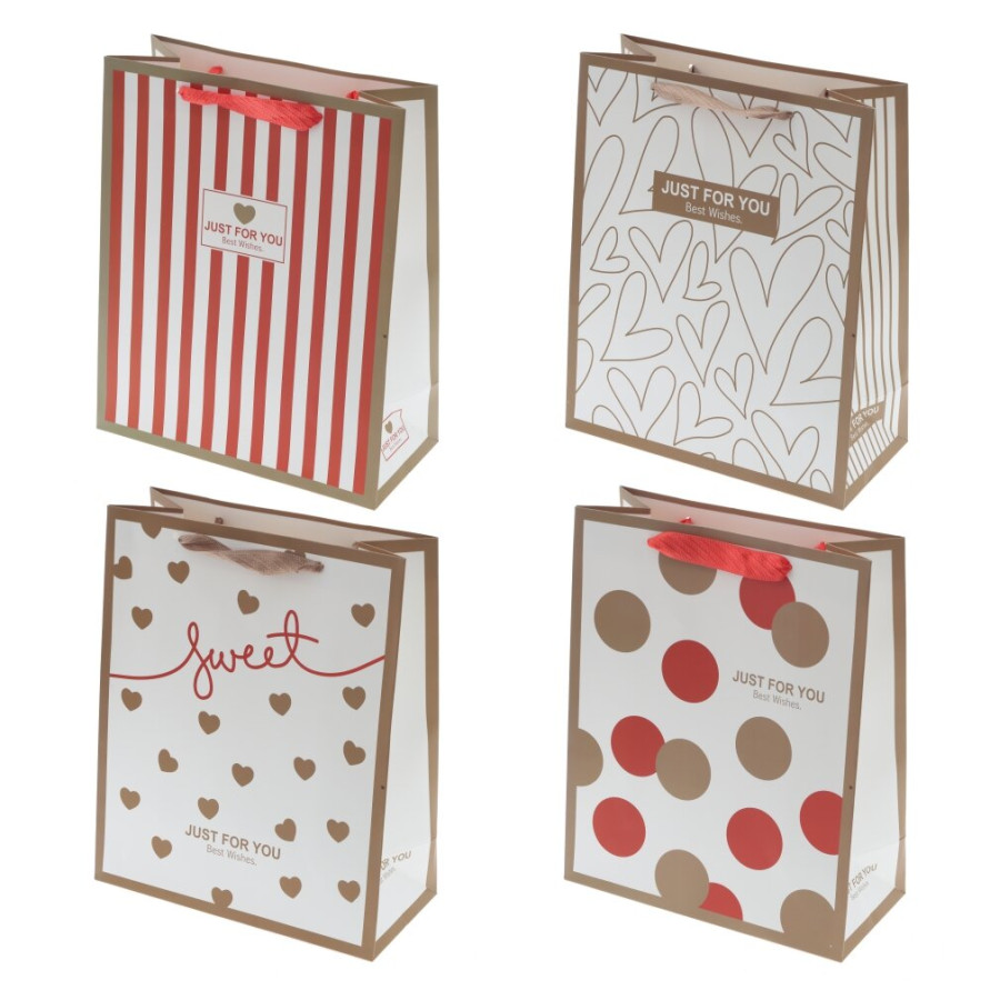 Пакет подарочный M (бумага 230г/м2, блок микс 12шт), L26 W10 H32 см, 4в.