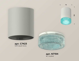 Комплект накладного светильника Ambrella light Techno Spot XS7423004 SGR/BL серый песок/голубой (C7423, N7194)