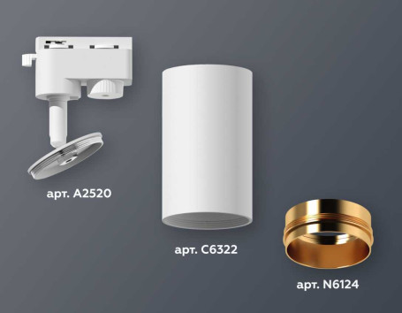 Комплект трекового светильника Ambrella light Track System XT6322044 SWH/PYG белый песок/золото желтое полированное (A2520, C6322, N6124)