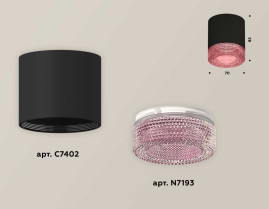 Комплект накладного светильника Ambrella light Techno Spot XS7402012 SBK/PI черный песок/розовый (C7402, N7193)