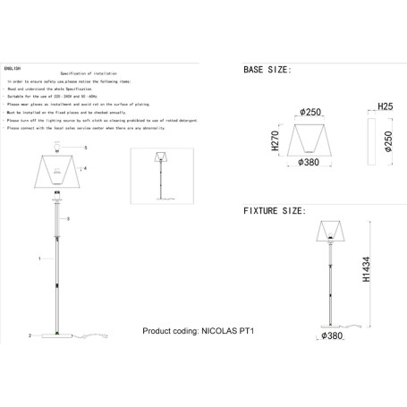 Торшер Crystal Lux Nicolas PT1 Gold/White
