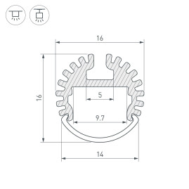 Встраиваемый профиль ARH-ROUND-D16-2000 ANOD 039217