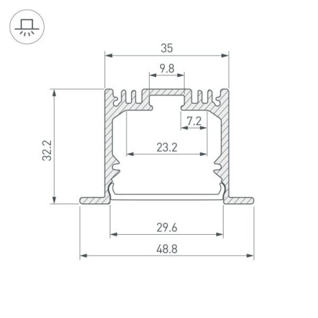 Профиль встраиваемый Arlight ARH-Power-W35-3000 Anod 036168