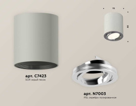Комплект накладного светильника Ambrella light Techno Spot XS7423021 SGR/PSL серый песок/серебро полированное (C7423, N7003)