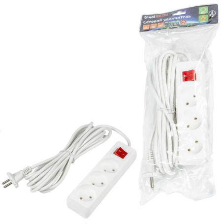 Удлинитель Uniel Ultra 3гн х 5м б/з S-CU3-5B White UL-00009996