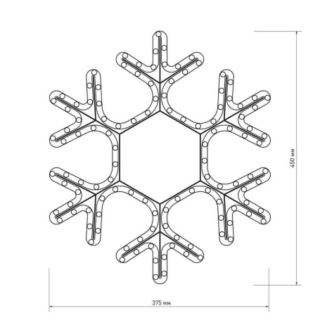 Светодиодная фигура Ardecoled Снежинка ARD-Snowflake-M7-450X375-126Led Warm 025315