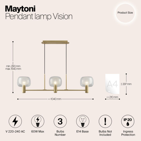 Подвесная люстра Maytoni Vision MOD411PL-03G