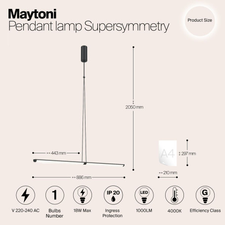 Подвесной светодиодный светильник Maytoni Supersymmetry P096PL-L11BK1