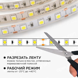 Светодиодная лента Apeyron 14,4W/m 60LED/m 5050SMD холодный белый 2,5M 10-12