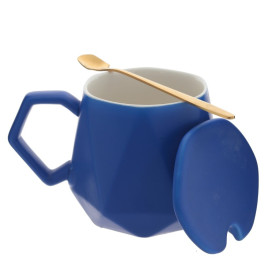 Кружка с крышкой и ложкой, 450 мл, L14 W9 H9,5 см