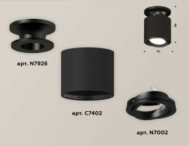 Комплект накладного светильника Ambrella light Techno Spot XS7402060 SBK/PBK черный песок/черный полированный (N7926, C7402, N7002)