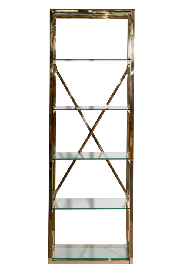Стеллаж прозрачное стекло/золото