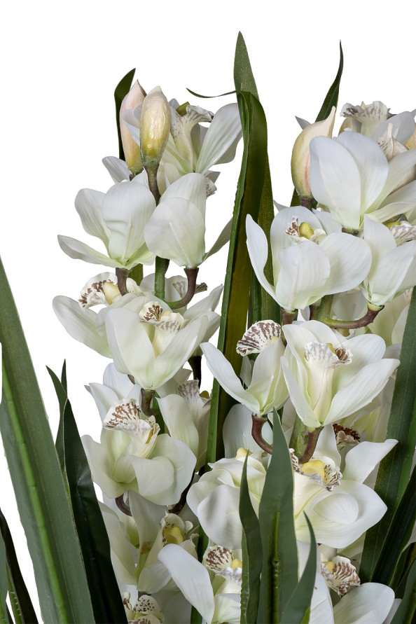 Орхидея Cymbidium искусствнная белая в горшке