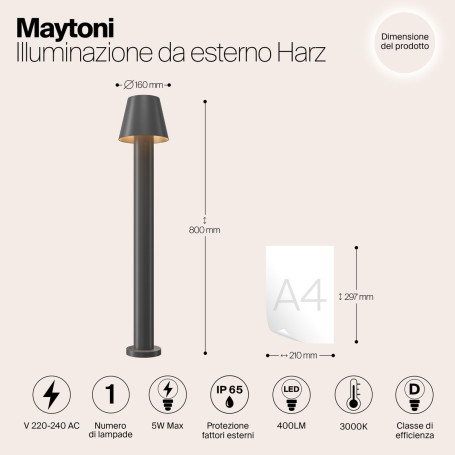 Уличный светодиодный светильник Maytoni Harz O421FL-L5GF