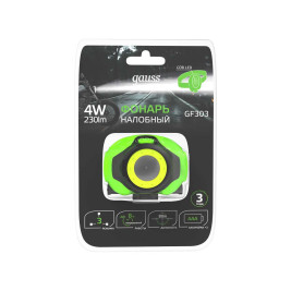 Налобный светодиодный фонарь Gauss от батареек 65х54 180 лм GF303