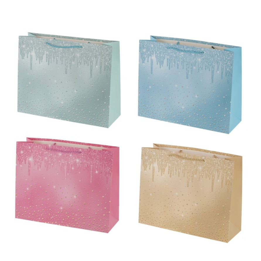 Пакет подарочный L (бумага 210г/м2, блок микс 12шт), L39 W11 H30 см, 4в.