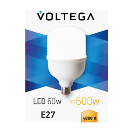 Лампа светодиодная Voltega 271 E27 60W 4000K матовая 8589