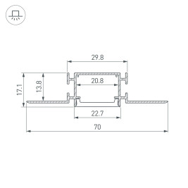 Профиль встраиваемый Arlight Fantom-Bent-W23-Side-2000 Anod 040331(1)