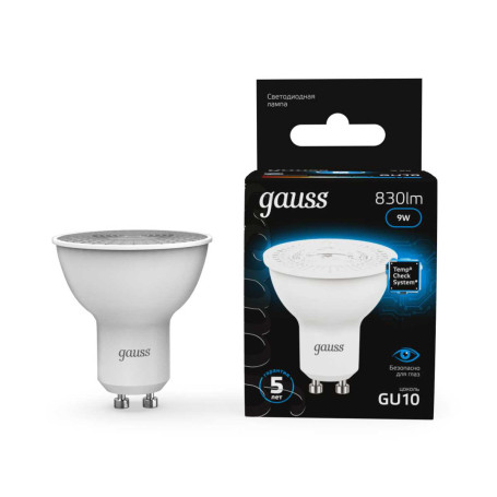 Лампа светодиодная Gauss GU10 9W 6500K матовая 101506309