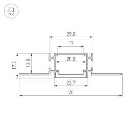 Профиль встраиваемый Arlight Fantom-Bent-W23-Top-2000 Anod 040347