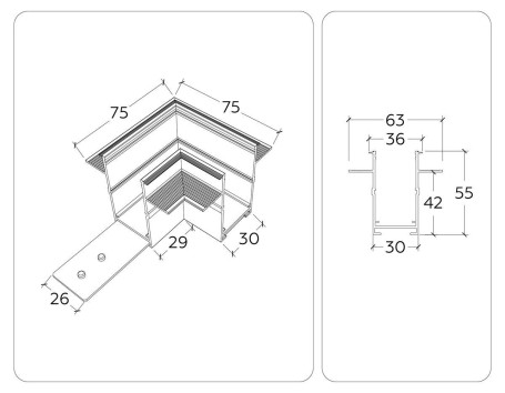 Коннектор L-образный встраиваемый Ambrella Light Track System Magnetic 220V GL1039
