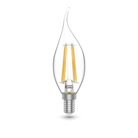 Лампа светодиодная филаментная Gauss E14 4,5W 4100К прозрачная 1041125