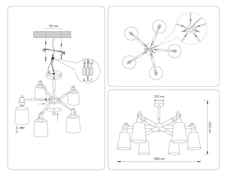 Потолочная люстра Ambrella light Traditional Loft TR82208