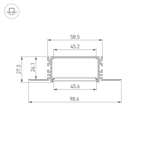Профиль встраиваемый Arlight Fantom-Bent-W49-Side-2000 Anod 046423