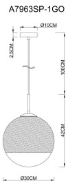 Подвесной светильник Arte Lamp Jupiter Gold A7963SP-1GO