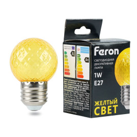 Лампа светодиодная Feron E27 1W желтая LB-385 52161