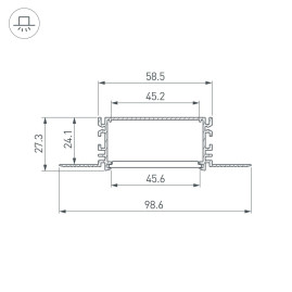 Профиль встраиваемый Arlight Fantom-Bent-W49-Top-2000 Anod 046429